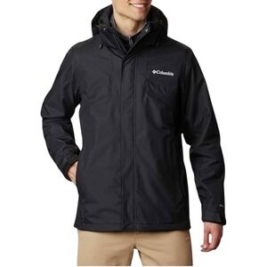 Columbia Omni Heat Interchange Jacket Black Hooded Coat Mens Medium